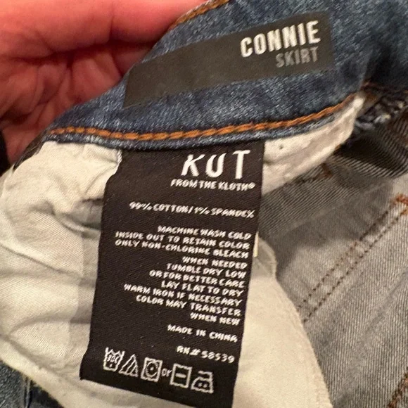 Kut from the Kloth Blue Distressed Denium Skirt - Picture 6 of 6